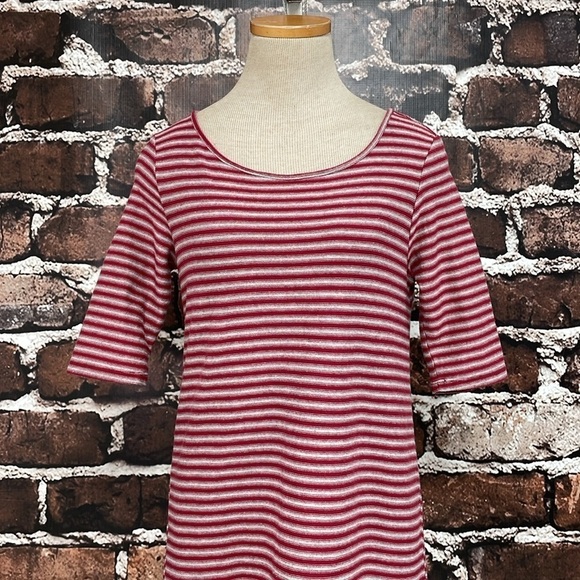 We The Free Dress Women's Small Red Grey Striped Short Sleeve T-Shirt - Picture 6 of 15